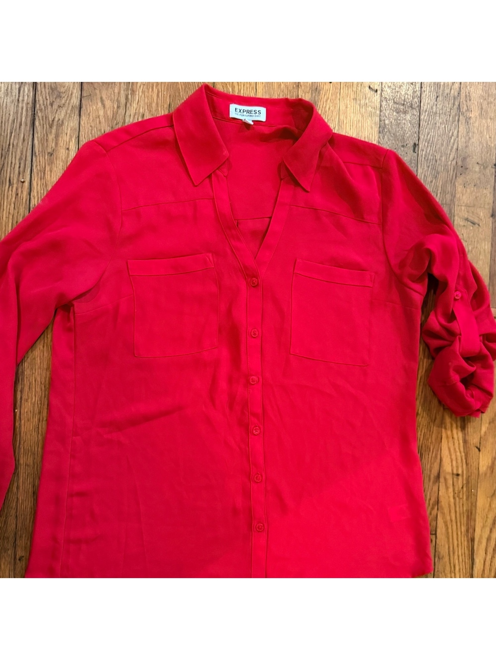 Express The Portofino Shirt Red Button-Up Blouse Medium
